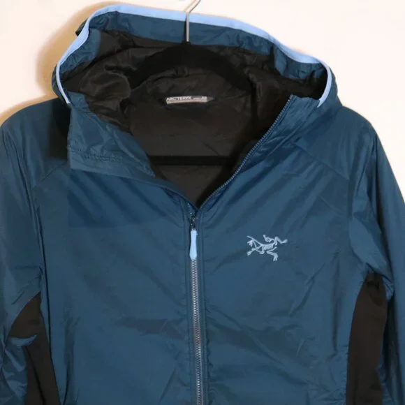 Arc'teryx Womens Atom Hoody Jacket Small Midnight Frost Blue Lightweight Hiking - Picture 2 of 10